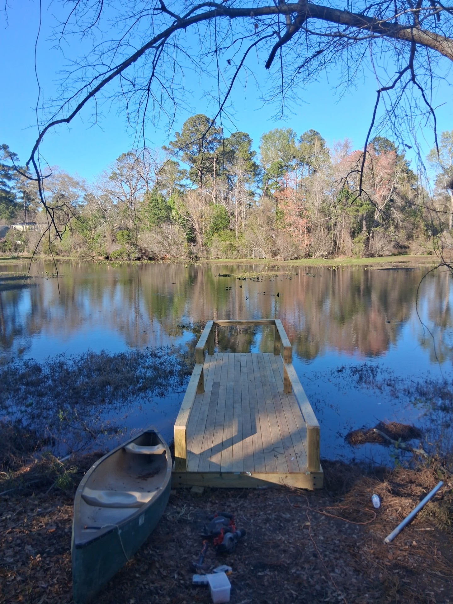 Newly built dock with handrails